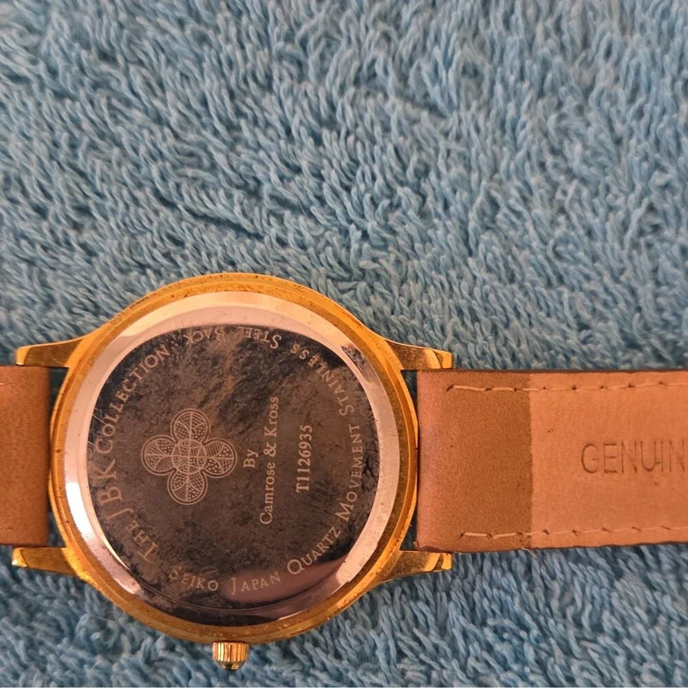 Camrose & Kross Teri Byk Women's Quartz Dress Watch Crystal Bezel Brown Leather